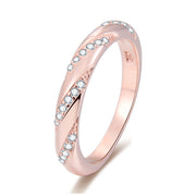 CZ Ribbon Ring Rose